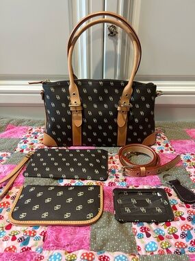 Dooney & Bourke Brown Interior Tote with Tan Leather Trim and Gold Hardware